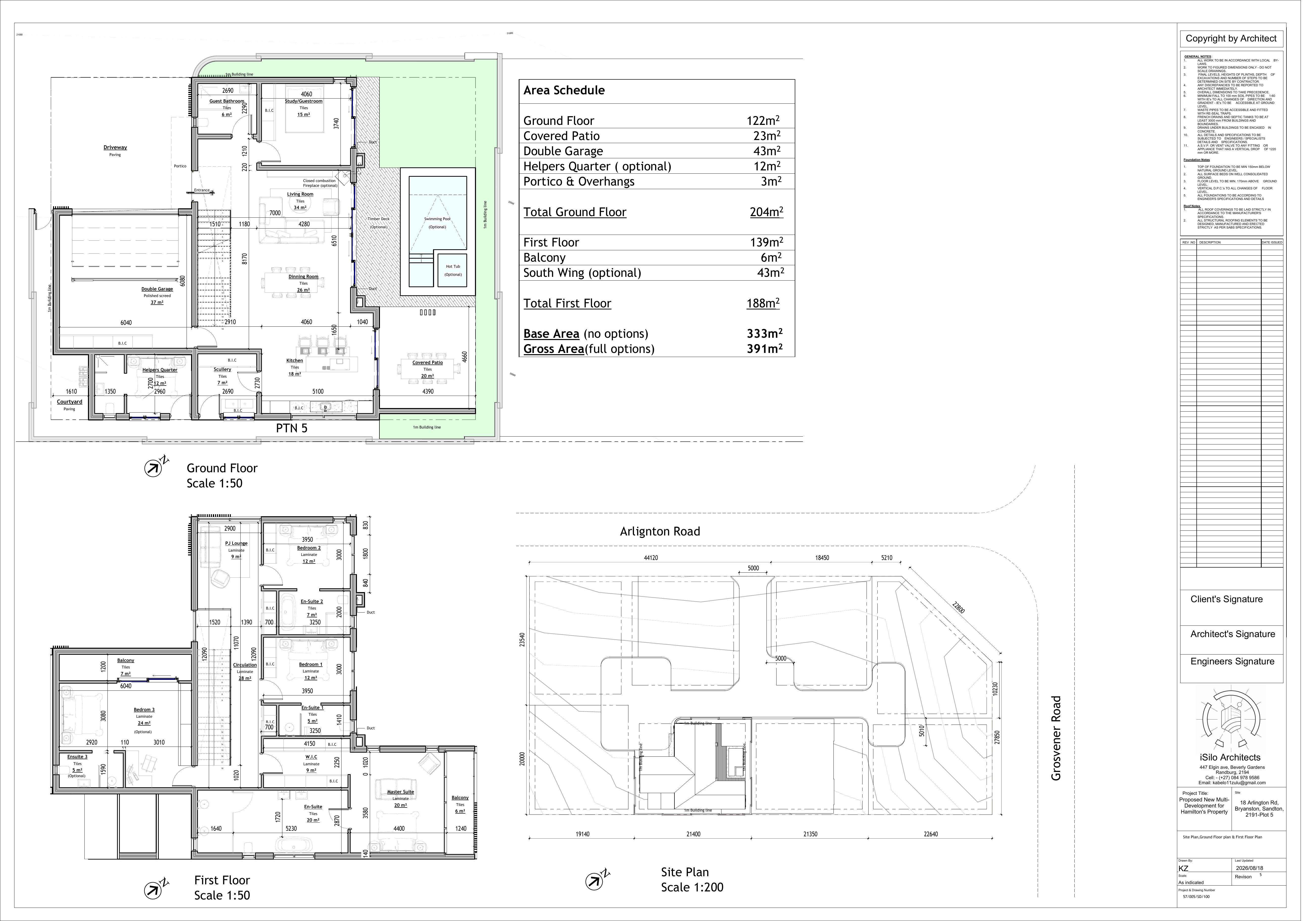 Floor and site plan for 18 on Arlington